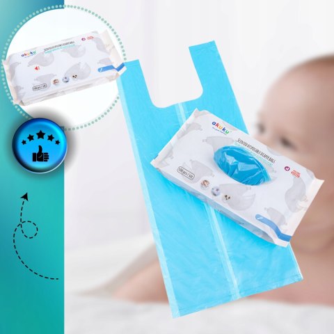 100 szt Pachnące Woreczki Duże Wytrzymałe Worki na zużyte pieluchy AKUKU 100 szt Pachnące Woreczki Duże Wytrzymałe Worki na zużyte pieluchy AKUKU