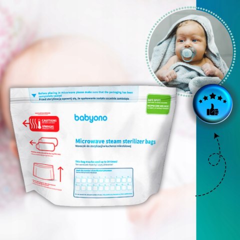 5x Wygodne Woreczki do sterylizacji Butelek Smoczka w kuchence mikrofalowej