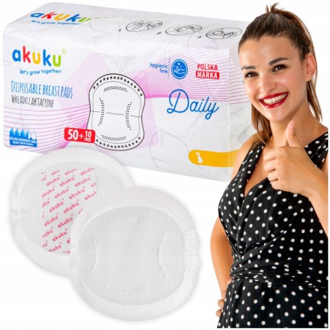 60szt Wkładki laktacyjne Akuku Jednorazowe Bardzo Chłonne Dyskretne Wygodne