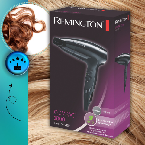 Suszarka do włosów Remington Eco Mocna z regulacją temperatury i nawiewu Suszarka do włosów Remington Eco Mocna z regulacją temperatury i nawiewu